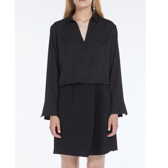 MARELLA ART. 365 Black Blouson Dress with Plisse Peat Detail Size 4 - Picture 1 of 12